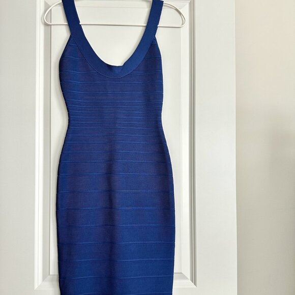 NWT HERVE LEGER Sydney Sleeveless Bodycon Dress in Ultramarine Blue Size S - Picture 1 of 7